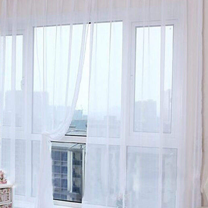 CModern Solid Tulle Sheer Curtains for Living Room